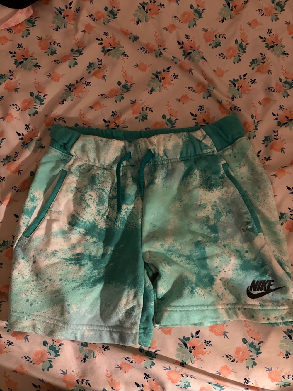 nike teal tie dye shorts